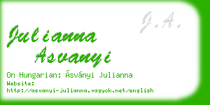 julianna asvanyi business card